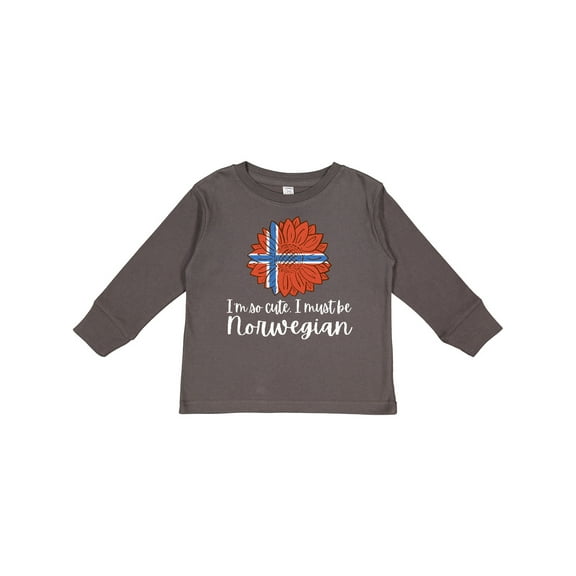 Inktastic I'm So Cute, I Must be Norwegian Sunflower Norway Flag Boys or Girls Long Sleeve Toddler T-Shirt