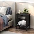 thumbnail image 2 of Modern Black Nightstand,Side Table with Acrylic Drawer, Bedside Table with Storage,Couch End Table for Living Room, Bedroom,Small Space,Easy Assembly,Black, 2 of 12