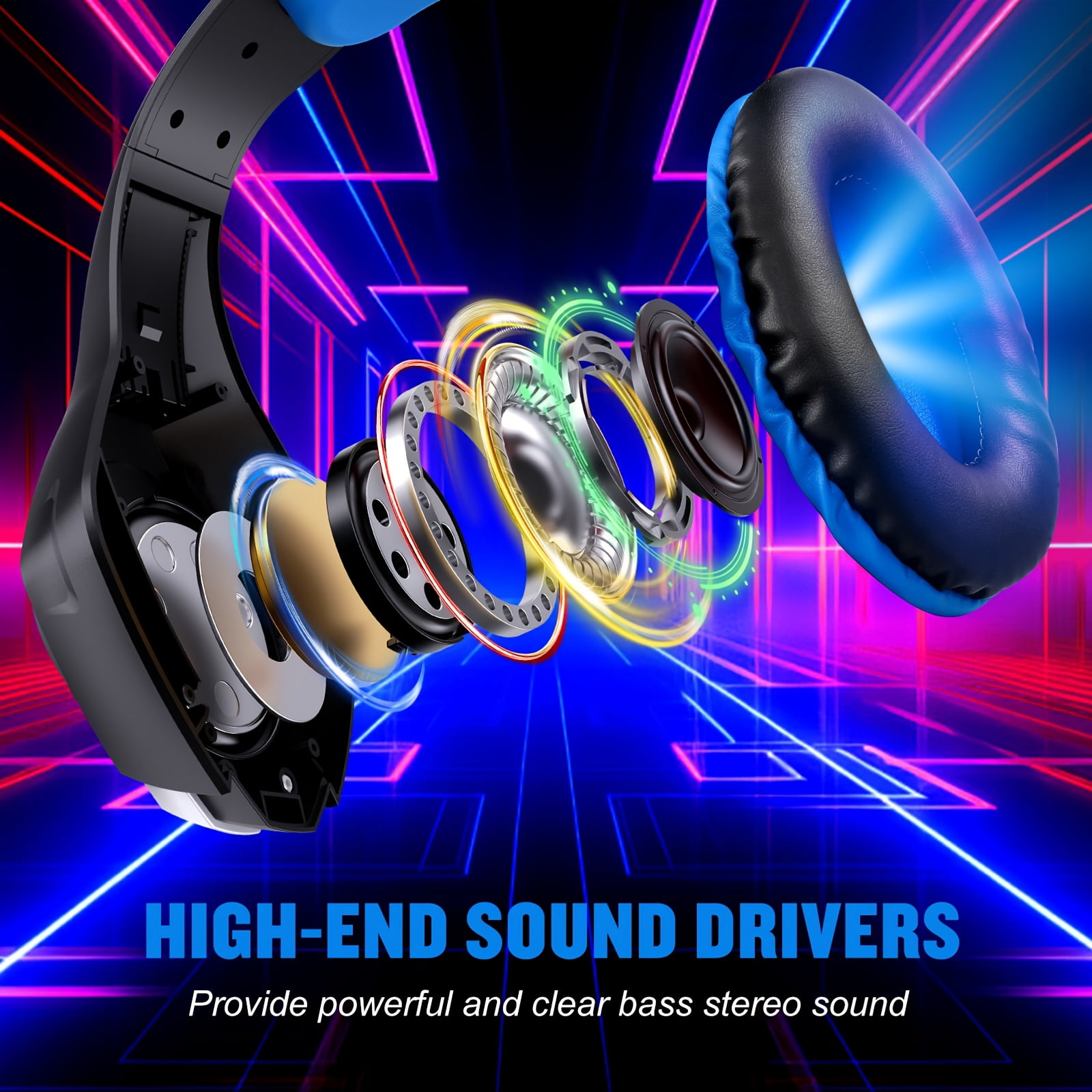Gaming Headset Headphones for PC, Mac, Ps5, Ps4, Gaming Headphones with Noise Cancelling Mic LED Light Over Ear Headphones for Xbox Series X/S, NS