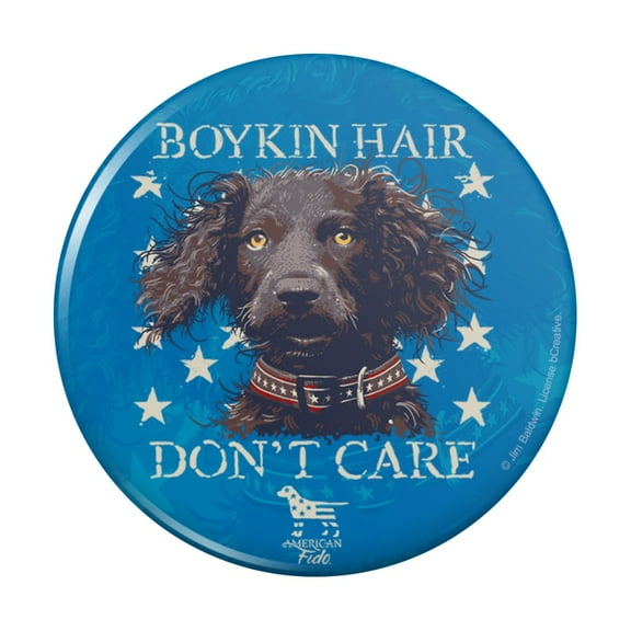 Boykin Hair Don't Care Dog Pinback Button Pin