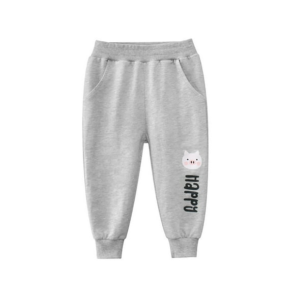 Girls Sweatpants Toddler Cartoon Letter Printed Elastic Waist Trousers Sports Casual Comfy Sweat Pants Size 3-4 Y
