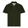 thumbnail image 4 of ZCFZJW Men's Short Sleeve Polo Golf Shirts Solid Color Casual Button Moisture Wicking Athletic T-Shirts Casual Collared Shirt Tops Army Green XXXXL, 4 of 6