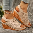 thumbnail image 5 of Sandals For Women 2025 Wedge Flatform Open Toe Slip-on Peep Toe Slides Slippers Casual Summer Beach Outdoor Footwear Dressy Sandals 8.5, 5 of 5