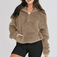 thumbnail image 3 of Aricy Womens Fuzzy Fleece Sherpa Pullover Quarter Zip Winter Sweaters Long Sleeve Casual Sweatshirt Faux Shearling Warm Zip Up Hoodies Outwear with Pockets Loungewear, 3 of 5