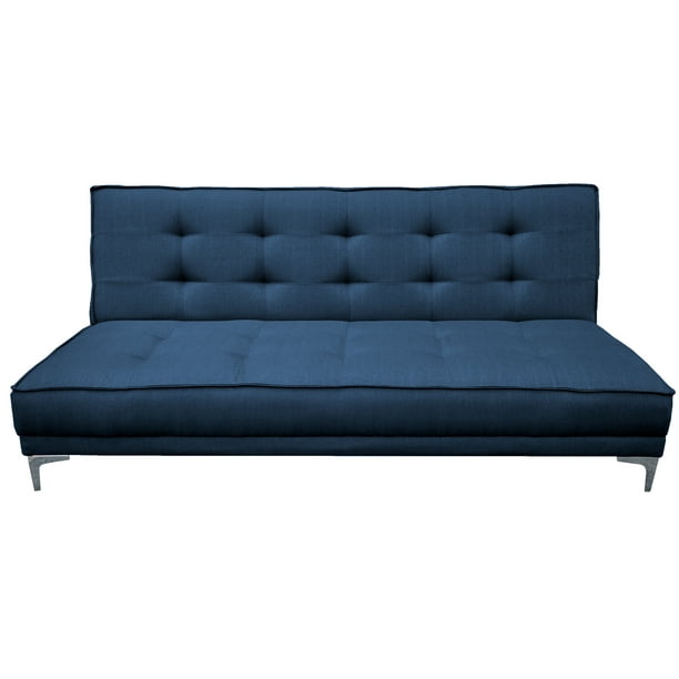 Sofa Cama Reclinable El Bazar Store Zeus Azul Marino Lino Futon 3 posiciones Abotonado Sala
