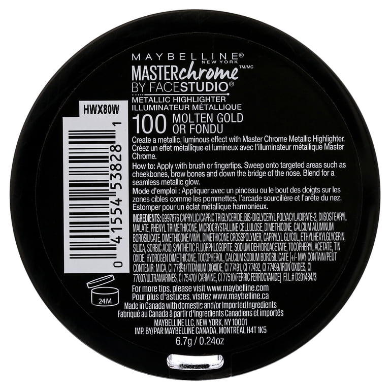 Poudre Enlumineur Maybelline Master Chrome 100 Molten Gold - 9g - Effet Scintillant Neuf
