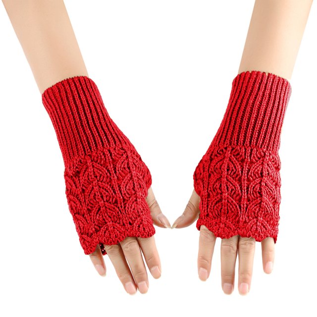 Guantes de punto para mujer, guantes de lana Love, guantes de punto con forma de corazón hueco, mangas de dedos con fugas de invierno, guantes de muñeca cálidos, guantes de mujer