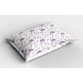 thumbnail image 2 of Ambesonne Lavender Pillow Sham 2 Pack, Botany Flowers Ribbon Art, 36"x20", Pearl Lavender, 2 of 3