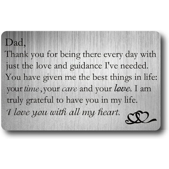 Dad Wallet Card Engraved Wallet Insert Metal Wallet Card Insert Anniversary Romantic Gift for DIY Father from Daughter Father's Day Birthday Christmas Mini Love Notes with Clear Envelopes