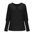 thumbnail image 6 of Mifsaly Women Cutout Long Sleeve Tops Oversized V Neck Going Out T-Shirts Casual Loose Fit Blouse Office Hollow-Out Spring Fall Shirts Black, 6 of 6