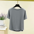 thumbnail image 6 of Lumosvexa Summer Casual Short Shirt Sleeved Womens Plain T-Shirt Top Fashionable Crew Neck T Shirt Gray Size 2XL, 6 of 6