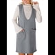 thumbnail image 3 of Vestido Corto de Punto Liso Sin Mangas con Cuello en V y Bolsillos para Mujer Gris Oscuro L, 3 of 10