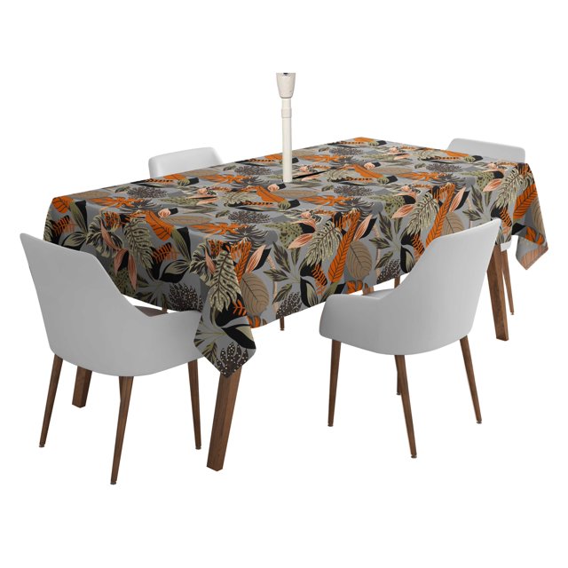 Vargottam Indoor/OutdoorTablecloth58x82 Inch RectangleTablecloth with Umbrella Hole and Zip- Waterproof PatioTableCloths- TableCovers for Backyard RectangularTable- Light Gray2