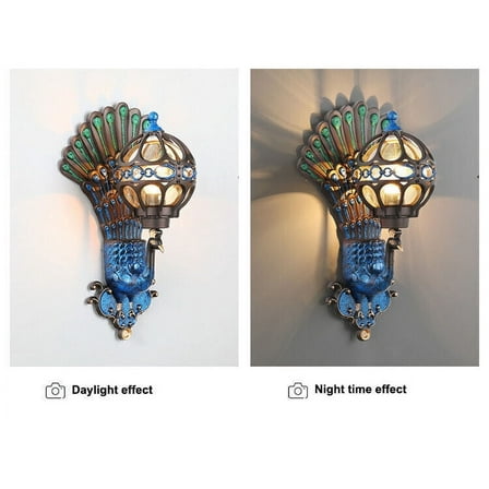 Antique Vintage Peacock Wall Mount  Light Porch Lamp 660W for The Entryway, Hallway, Living Room