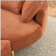 thumbnail image 2 of Small sofa with Ottoman,Corduroy Upholstered Accent Chair with Half Moon Storage Ottoman for Living Room,Bedroom,Orange, 2 of 7