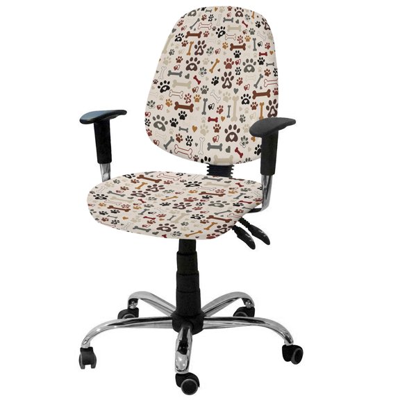 Dog Claws Office Chair Covers Stretchable Dog Bones Love Vintage Texture Split Computer Desk Chair Cover Universal Spandex Chair Seat Covers Rotating Boss Arm Chair Slipcovers