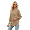 thumbnail image 4 of Ronuti Womens 3/4 Sleeve Tops Ladies Blouses Crew Neck T Shirts for Women Loose Fit Tunic Tops, 4 of 7