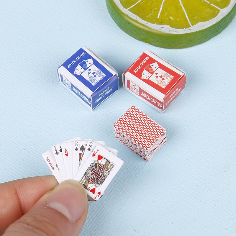 Miniature 52 Pick-Up Full Deck of Playing Cards GREEN for DOLLHOUSE 1:12 Scale 