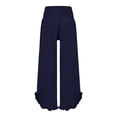 thumbnail image 3 of GILIGEGE Wide Leg Linen Pants Woman Flowy Trousers Business Casual Outfits Lounge Pants for Women Work Business Trousers Solid Color Slacks Palazzo Trousers Cotton Gauze Pants for Women Navy L, 3 of 9
