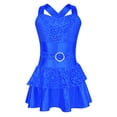 thumbnail image 3 of YEAHDOR Kids Girls Jazz Tap Dance Costume Sequins Bowknot Ballet Leotard Dress Royal Blue 16, 3 of 7