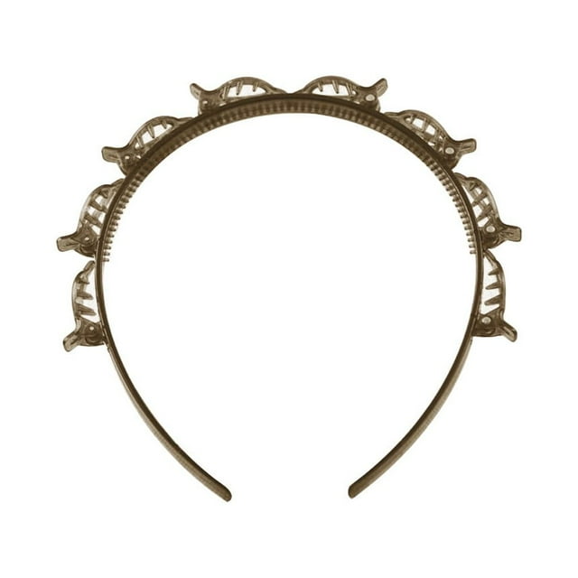 Xingzhi Women Headband Hollow Design Hair Band Clip Solid Color Hair Plastic Band Head Accessory, Coffee