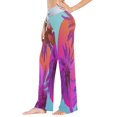 thumbnail image 2 of Large Women's Comfy Casual Pajama Pants Stretch Fabric Suitable for Yoga Pants Hippie Pants，The Best Holiday Gifts for Women Pinkish-purple Palm Tree, 2 of 7