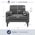 thumbnail image 5 of BELLEZE Erik Accent Chair Tufted Linen with Bolster Pillows, Grey, 5 of 7