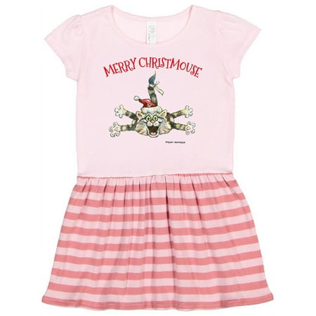 

Inktastic Merry Christmouse Cat in Santa Hat Gift Toddler Girl Dress