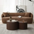 thumbnail image 2 of Nesting Coffee Table Set of 2, Matte Brown Round Wooden Coffee Tables, Modern Luxury Side Tables Accent End Table for Living Room Apartment, 2 of 7