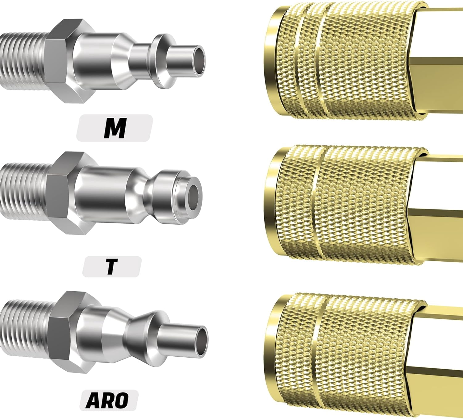 MKEUDQ-Brass Air Coupler, 1/4 Inch Body Size, 3/8 Inch NPT Female Threads Size, Industrial M-Type, 1 Piece Air Compressor Hose Fitting