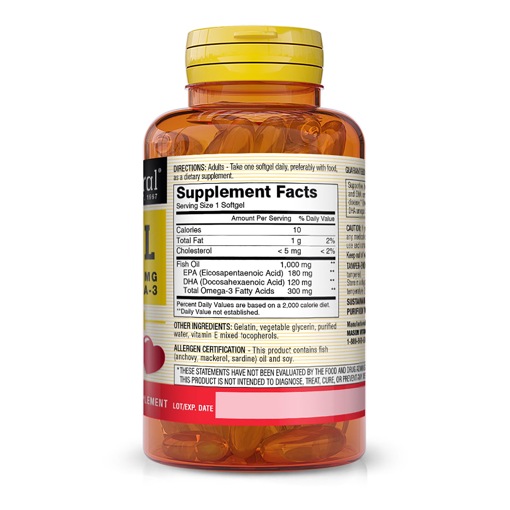 (3 pack) Mason Natural Fish Oil 120 Softgels for Healthy Heart and Cardiovascular Support