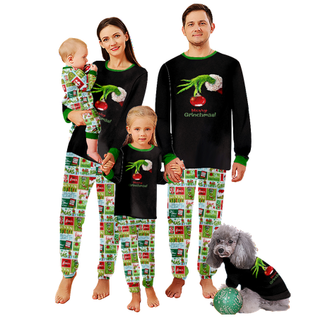 

FUNIER Matching Family Christmas Pajamas Christmas Santa Monster Cartoon Print Sizes Baby-Kids-Adult-Pet 2 Pieces Top and Pants Bodysuits Sleepwear Pajamas Set