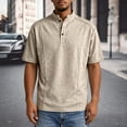 thumbnail image 3 of JTieacloth Men's T-Shirts Casual Button Down Stand Collar Short Sleeved Shirt T Shirt(Yellow,S), 3 of 6
