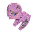 thumbnail image 2 of Amidoa Girls 2 Piece Outfits Fall Winter Clothes Print Long Sleeve Sweatshirt and Casual Pants Kids Clothing Sets Purple Size 3 Years, 2 of 3
