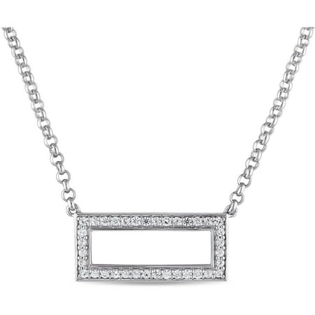 Miabella 3/8 Carat T.G.W. White Sapphire Sterling Silver Rectangle Design Necklace, 17