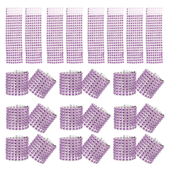 KALLORY 50Pcs Purple Rhinestone Napkin Ring Table Napkin Rings Circle Decorative Holders for Formal Events