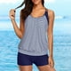 thumbnail image 2 of ¡Rebajas! Trajes de baño tankini Prolriy para mujer, trajes de baño tankini de dos piezas con espalda en T y shorts tipo bóxer, trajes de baño deportivos para mujer, talla M, blanco, 2 of 7