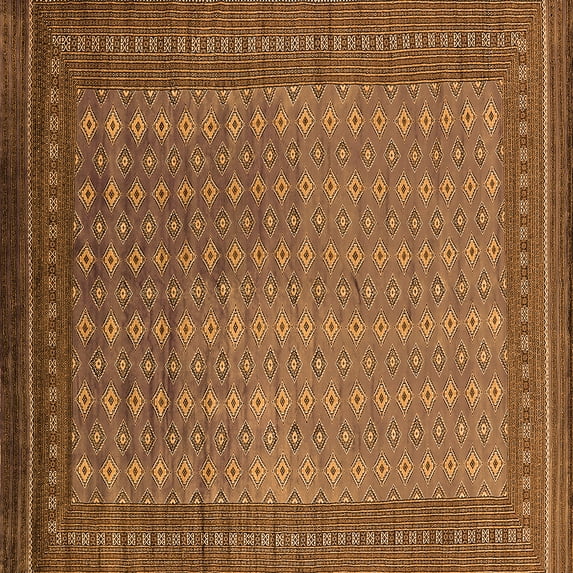Ahgly Company Indoor Square Oriental Orange Industrial Area Rugs, 3' Square