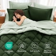 thumbnail image 6 of Sasttie 7 Pieces King Comforter Set, Reversible Bed in a Bag, All Season Bedding Set with Comforter, Flat Sheet, Fitted Sheet, Pillowcases & Shams, Dark Green & Light Green, 6 of 10