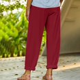 thumbnail image 3 of Heiheiup Dresses For Women 2024 Ladies' Solid Summer Cotton And Linen Loose Breathable Slacks, 3 of 4