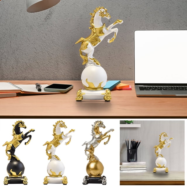 Escultura de Ornamento de Figurina de Caballo | Decoración del salón | Centro de mesa del mueble de televisión | Acento moderno elegante para el hogar | Año del Caballo | 1 Pieza | Don sofisticado