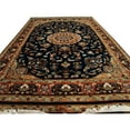 thumbnail image 2 of Exclusive Navy Blue & Olive Medallion Area Rug Hand Knotted Silk Wool Carpet (9 X 5)', 2 of 9