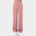 thumbnail image 2 of Ladies Pants Casual Straight Leg High Waisted Button Down Stretchy With Multiple Pockets Ladies Summer Pants Pink S, 2 of 4
