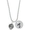thumbnail image 1 of Delight Jewelry Silvertone Feather Spinner Silvertone Script Initial Disc - F - Charm Necklace, 20"+3", 1 of 4