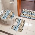 thumbnail image 6 of 3 Piece Bathroom Rug Set, Brown Blue Wood Grain Non Slip Bath Mat with Contour Toilet Mat and Lid Cover, Dog Paw Absorbent Soft Shower Mats for Bathroom, 6 of 9