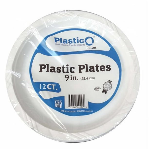 Plastico 5256 PE 9 in. Plaque en Plastique&44; Blanc - Pack de 720