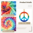 thumbnail image 4 of 60s 70s Men's Hippie Costume Outfit, Colorful Tie-dye Print T-shirt Set with Headband, Sunglasses, Peace Sign Necklace, 4 of 7