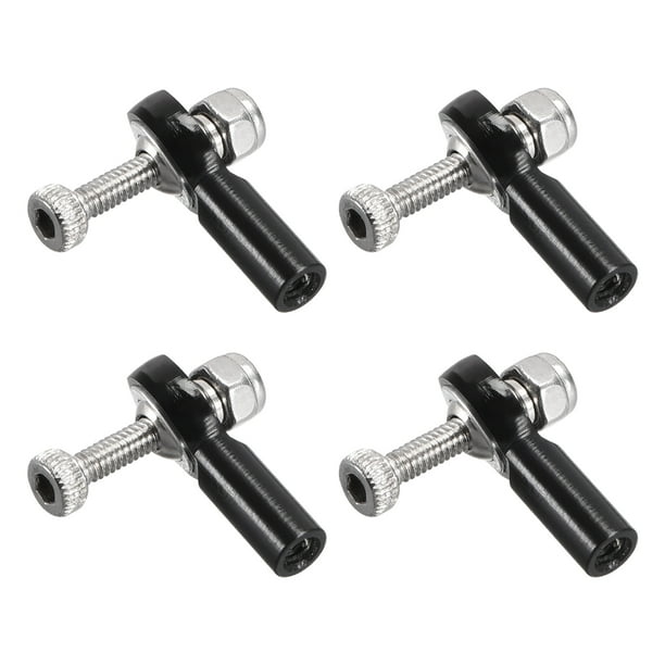 4PCS M2/2mm 15mm extremo de varilla de enlace, extremo de varilla de dirección, adaptador de cabeza de bola negro para barco de rastreo RC