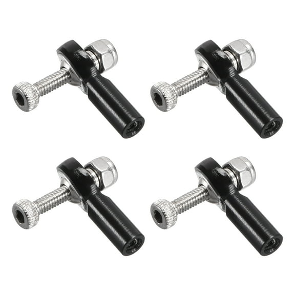 4PCS M2/2mm 15mm Linkage Rod End Tie Rod End Ball Head Joint Adapter Black for RC Crawler Boat