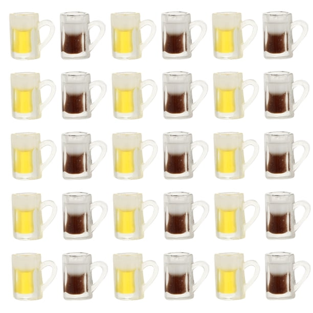FELTECHELECTR 30 vasos de cerveza en miniatura, modelos de cerveza artesanales para casa de muñecas, vasos de cerveza de resina.